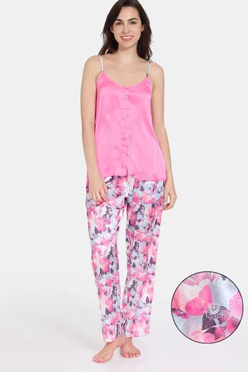 Buy Zivame Bohemian Blooms Woven Pyjama Set - Candy Pink